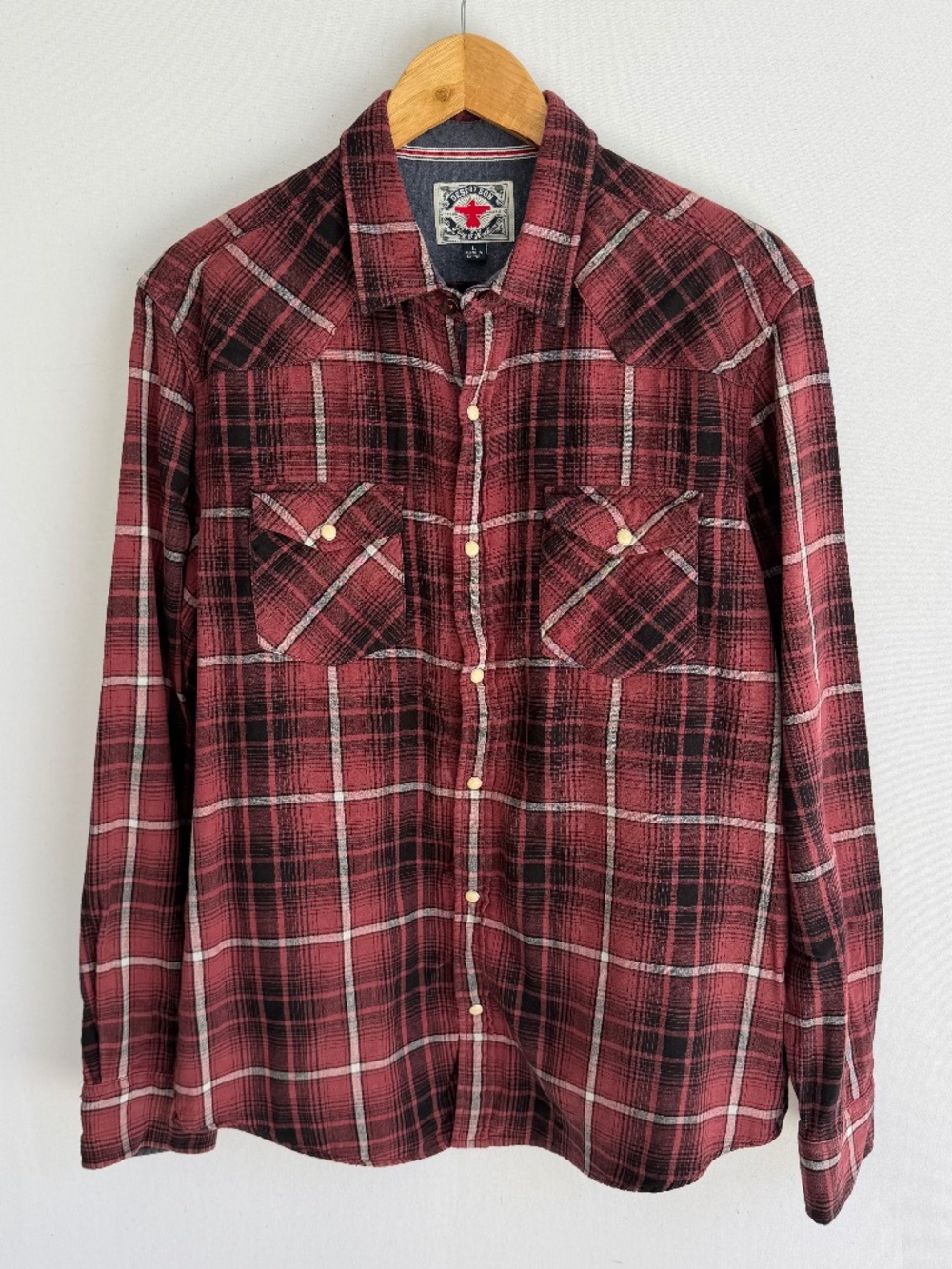 FLAG & ANTHEM Desert Son Men’s Large Brick Red Plaid Flannel Lined Shirt